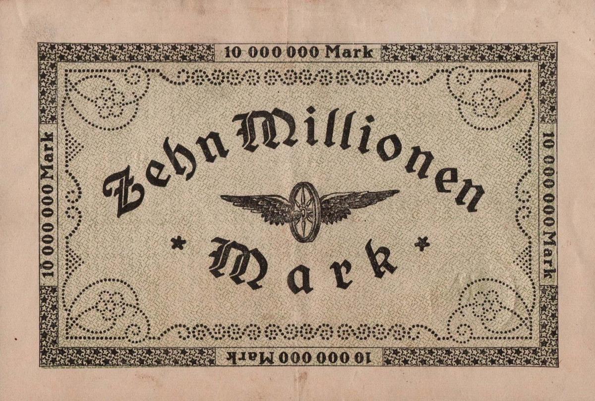 Back of Germany pS1284: 10000000 Mark from 1923
