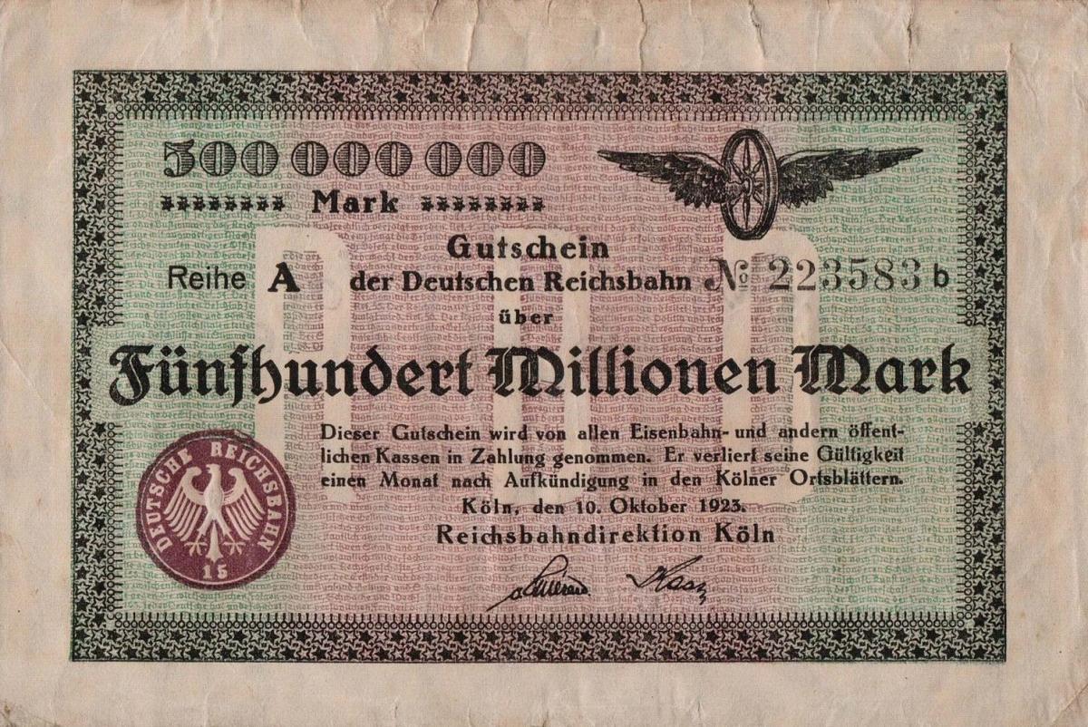 Front of Germany pS1289: 500000000 Mark from 1923