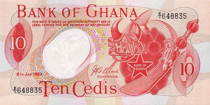 Front of Ghana p12b: 10 Cedis from 1969