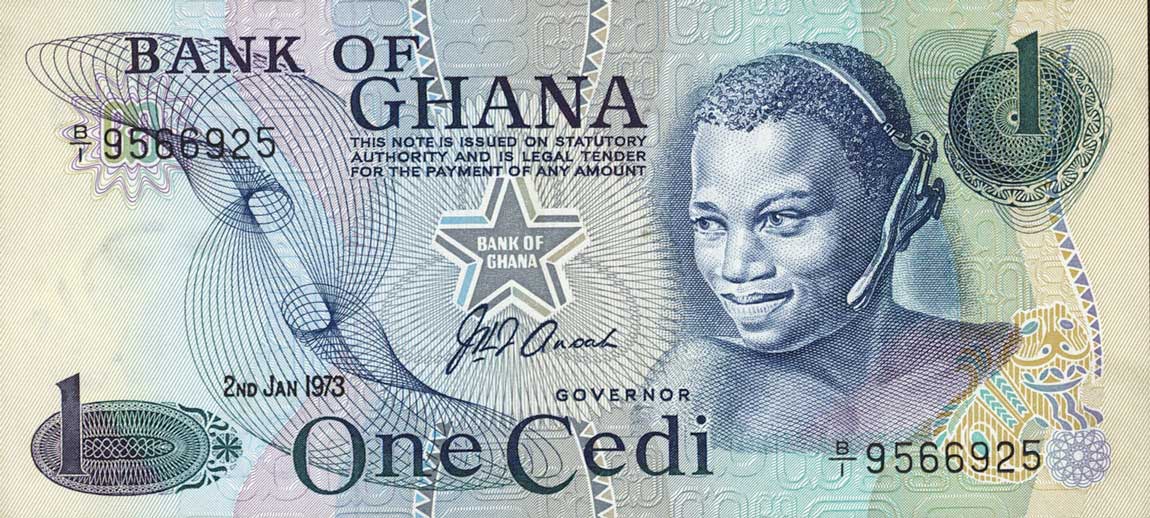 Front of Ghana p13a: 1 Cedi from 1973