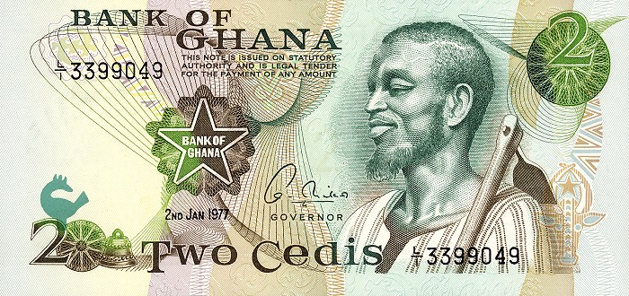 Front of Ghana p14c: 2 Cedis from 1977