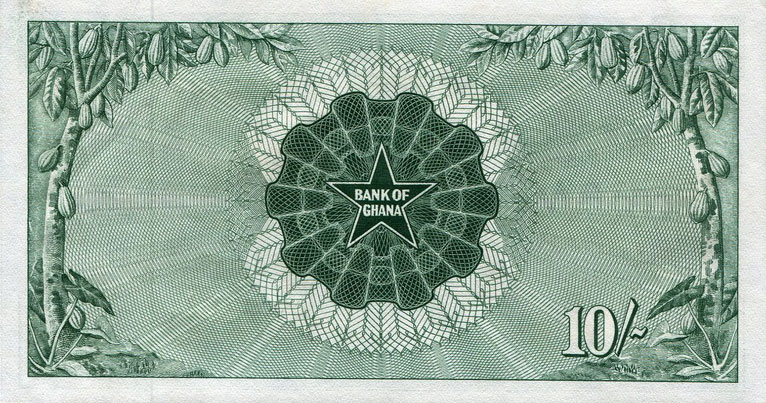 Back of Ghana p1d: 10 Shillings from 1963