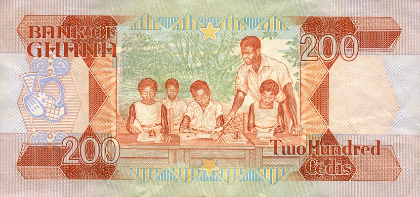 Back of Ghana p27b: 200 Cedis from 1989