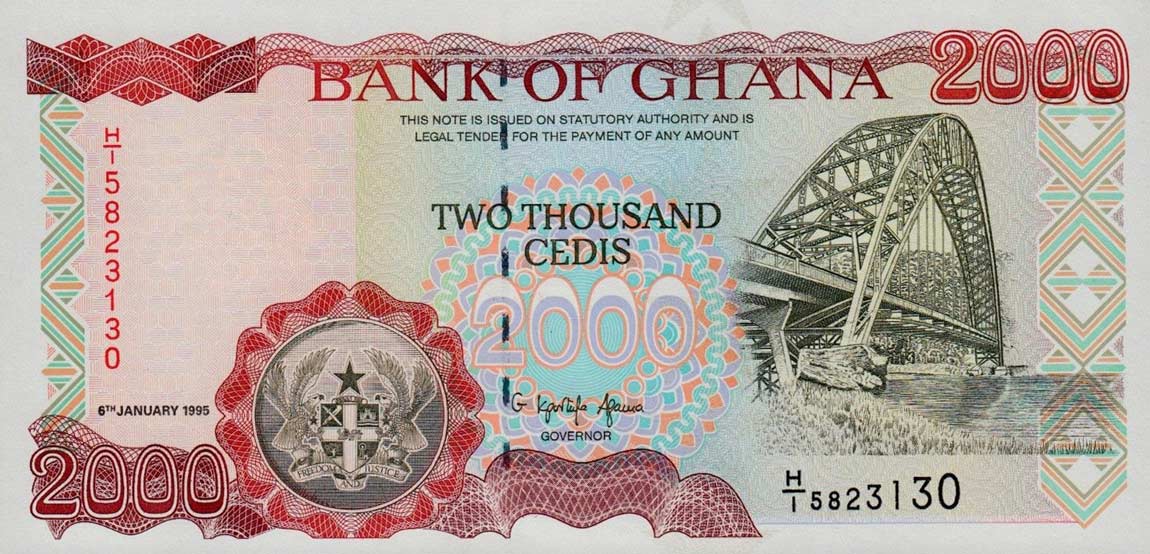 Front of Ghana p30b: 2000 Cedis from 1995