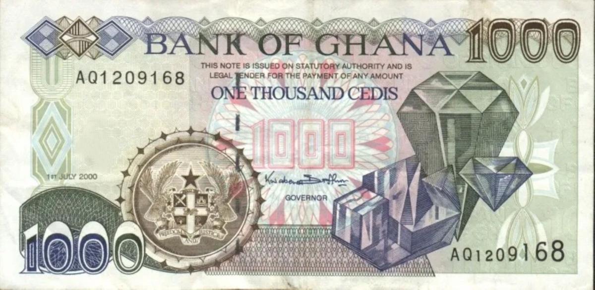 Front of Ghana p32e: 1000 Cedis from 2000