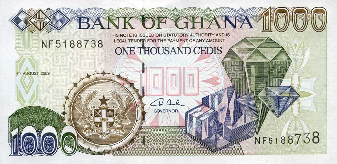 Front of Ghana p32i: 1000 Cedis from 2003