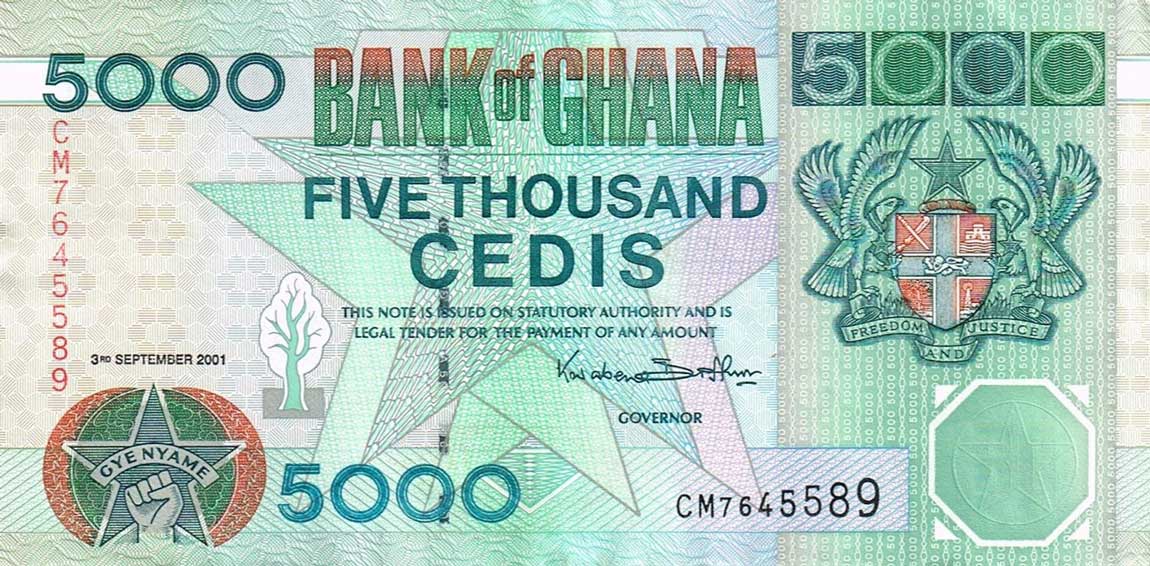 Front of Ghana p34f: 5000 Cedis from 2001