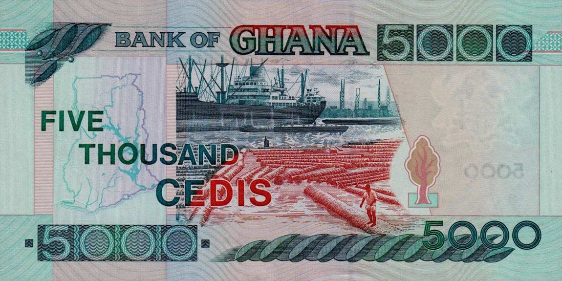 Back of Ghana p34h: 5000 Cedis from 2002