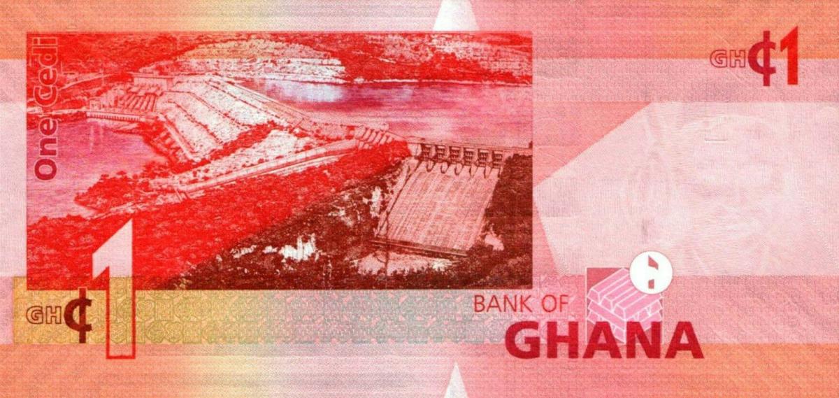 Back of Ghana p37e: 1 Cedi from 2014