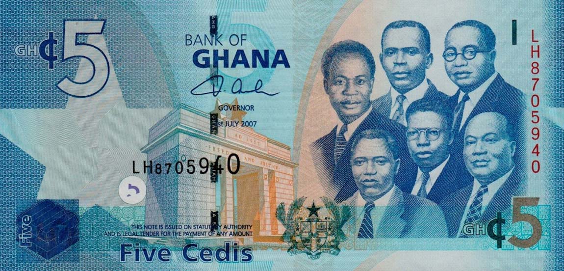 Front of Ghana p38a: 5 Cedis from 2007