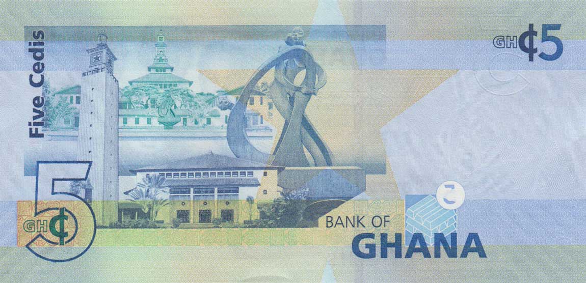 Back of Ghana p38f: 5 Cedis from 2015
