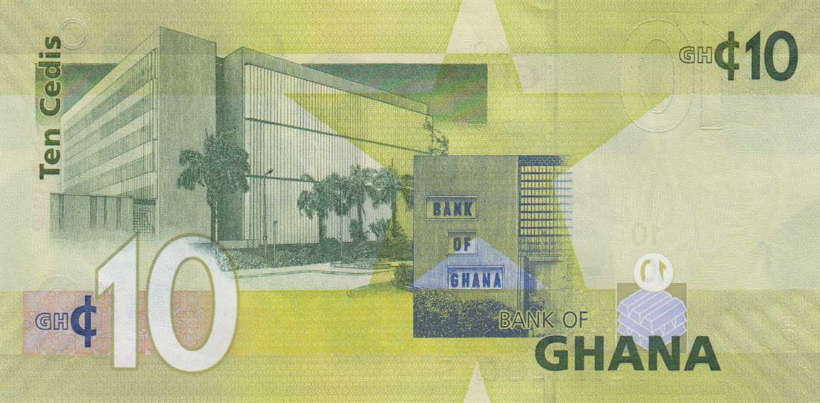 Back of Ghana p39f: 10 Cedis from 2015