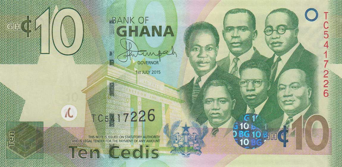 Front of Ghana p39f: 10 Cedis from 2015