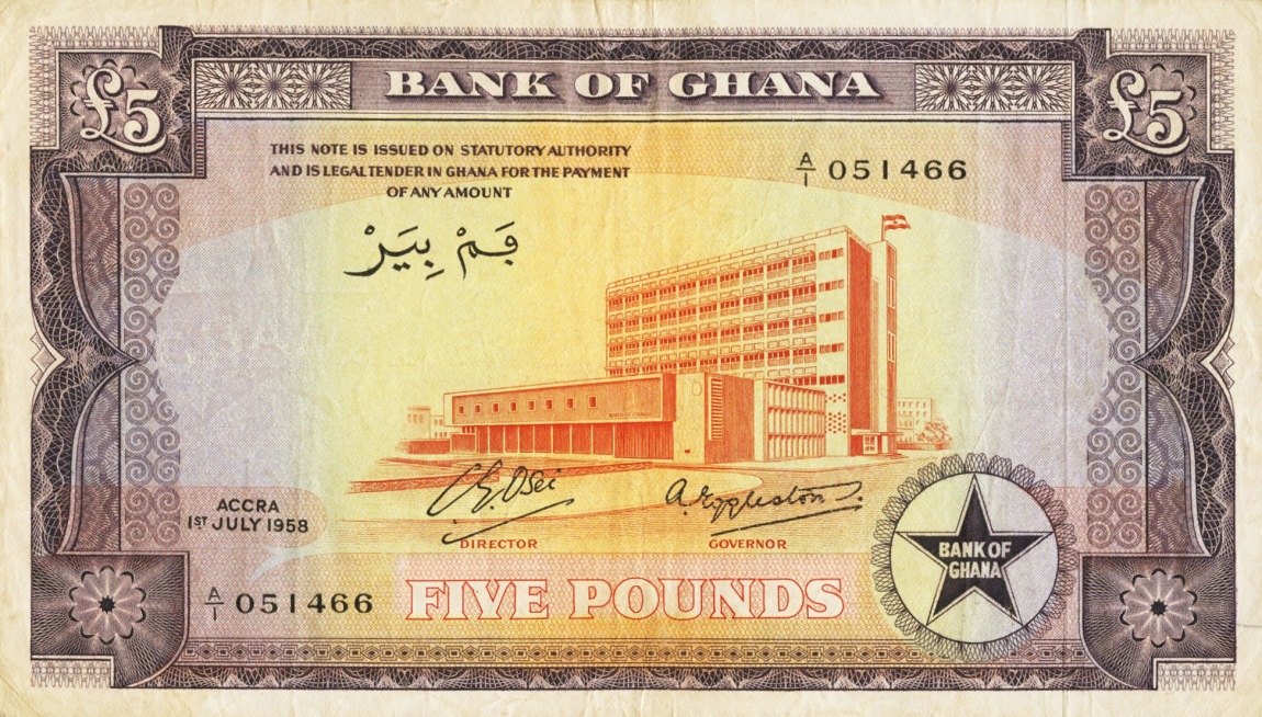 Front of Ghana p3a: 5 Pounds from 1958