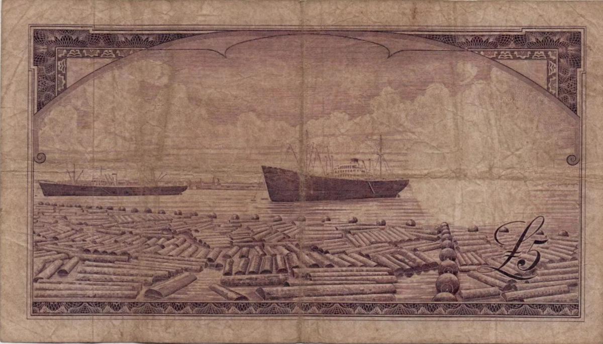 Back of Ghana p3b: 5 Pounds from 1959