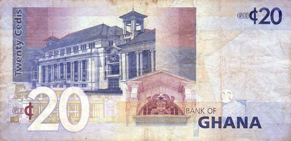 Back of Ghana p40d: 20 Cedis from 2013