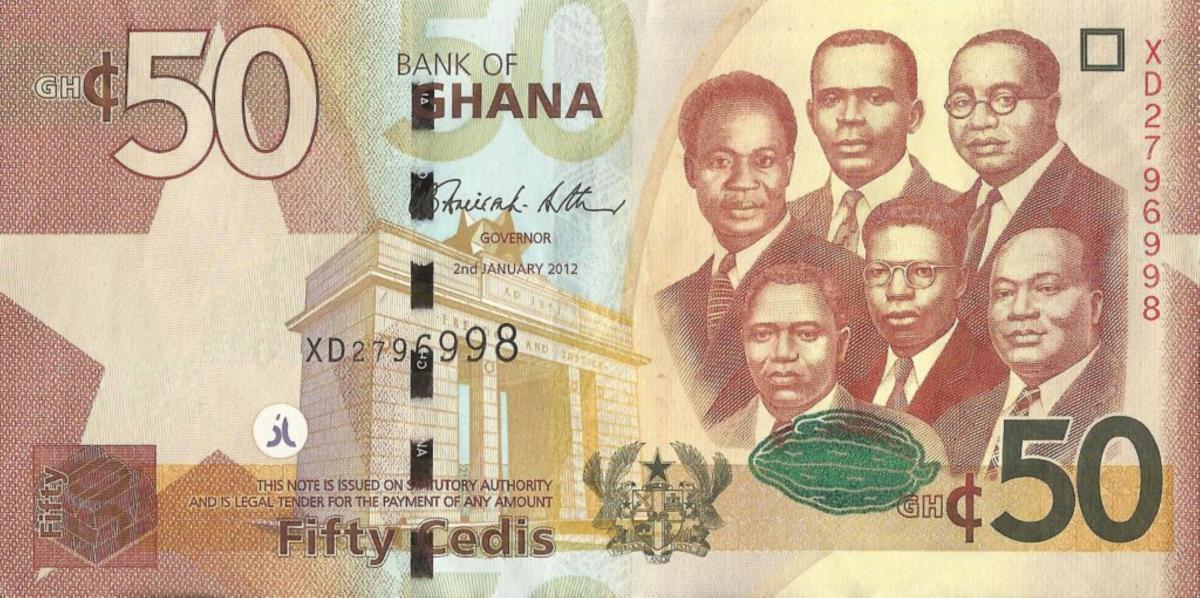 Front of Ghana p42a: 50 Cedis from 2012