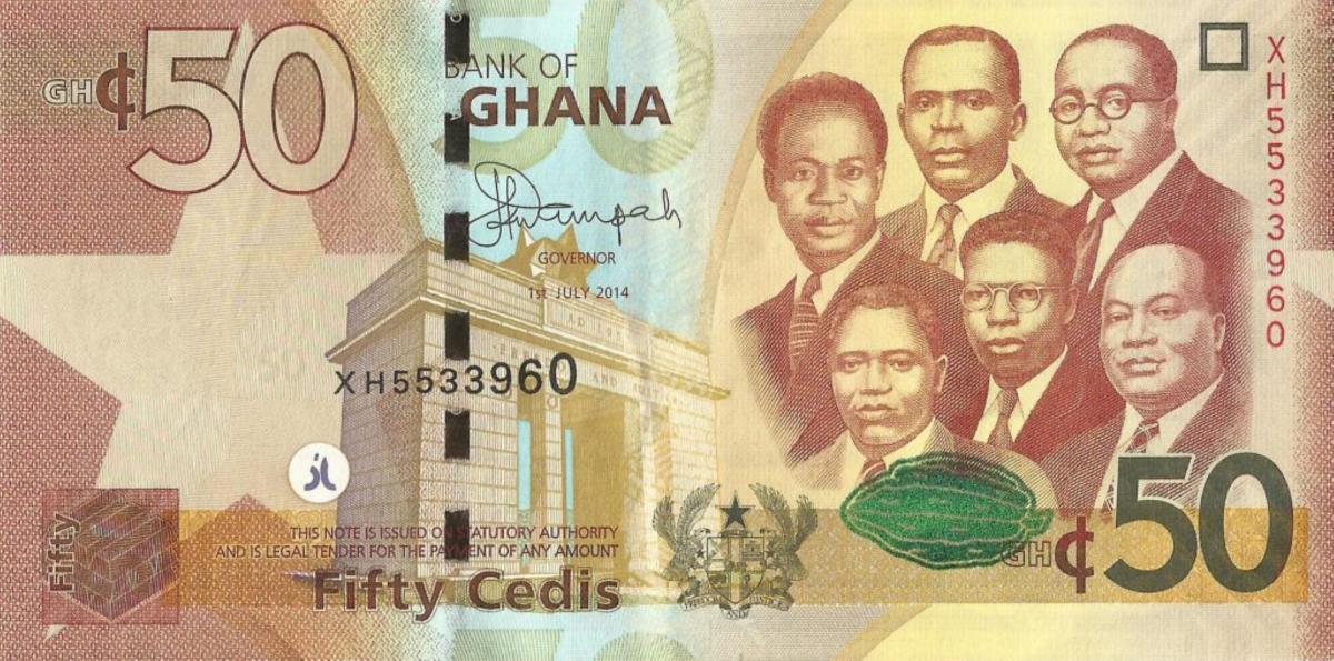 Front of Ghana p42b: 50 Cedis from 2014