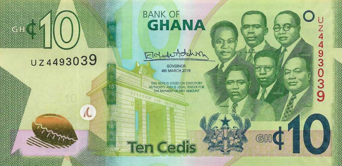 Front of Ghana p47a: 10 Cedis from 2019
