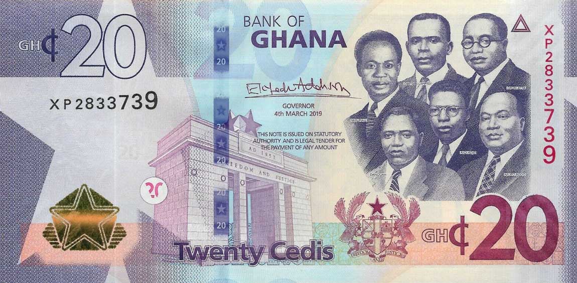 Front of Ghana p48a: 20 Cedis from 2019