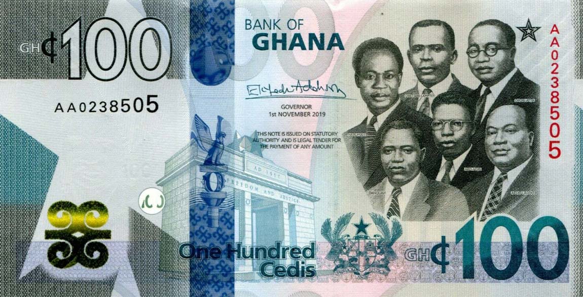 Front of Ghana p50a: 100 Cedis from 2019