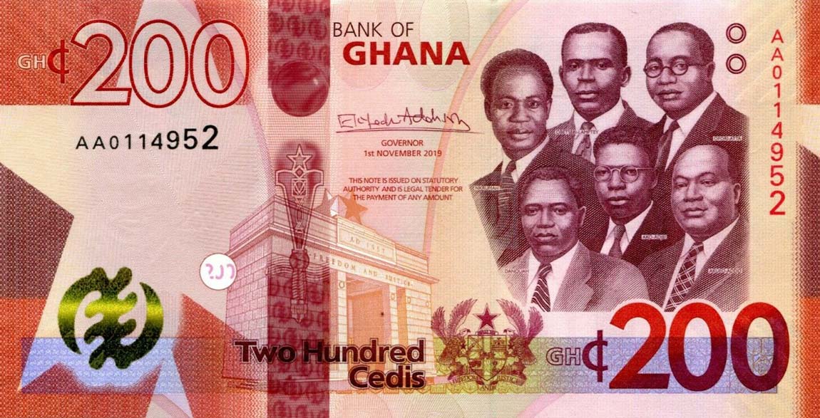 Front of Ghana p51: 200 Cedis from 2019