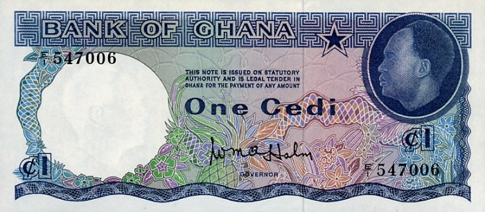 Front of Ghana p5a: 1 Cedi from 1965