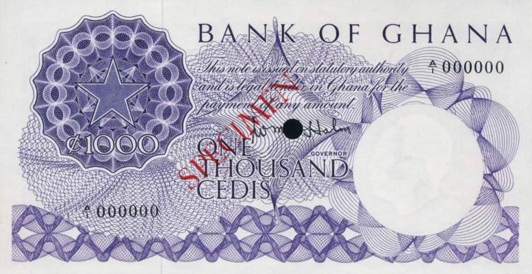 Front of Ghana p9Act: 1000 Cedis from 1965