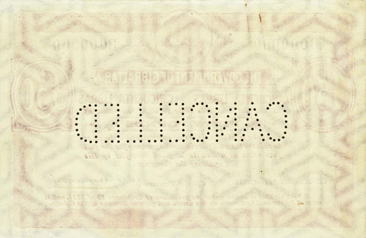 Back of Gibraltar p10s: 50 Pounds from 1914
