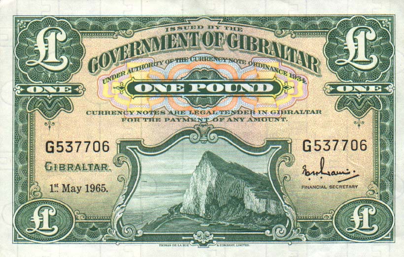 Front of Gibraltar p18a: 1 Pound from 1958