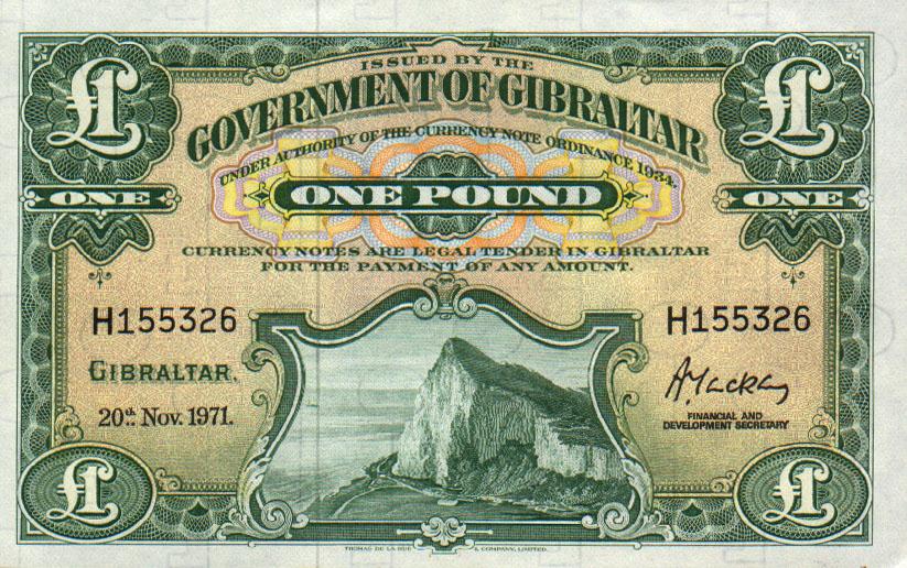 Front of Gibraltar p18b: 1 Pound from 1971