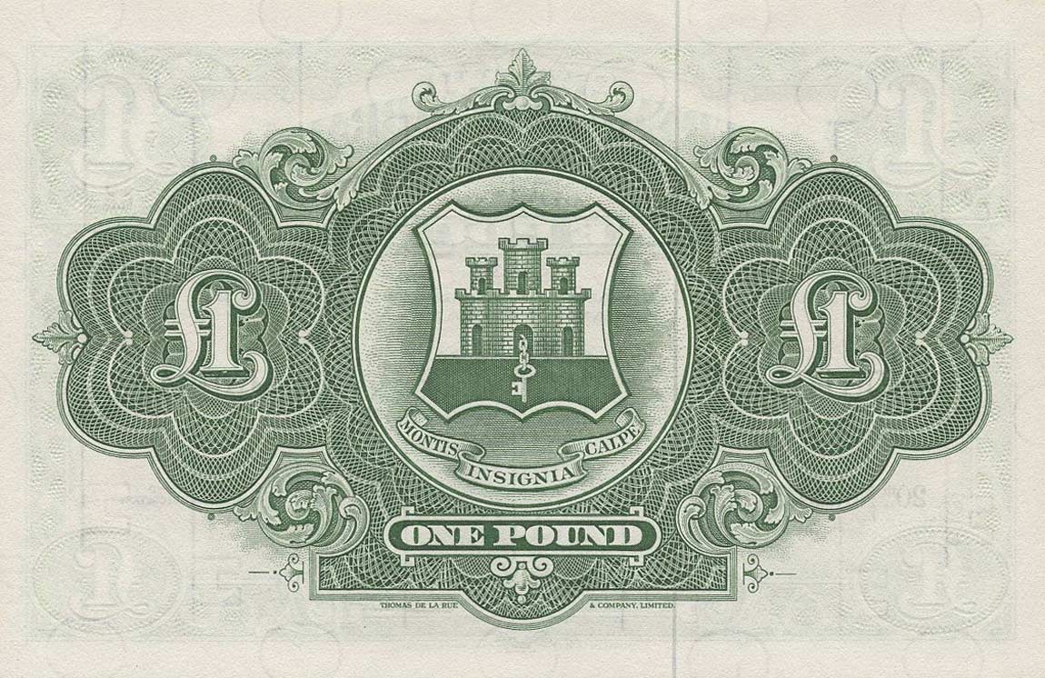 Back of Gibraltar p18c: 1 Pound from 1975