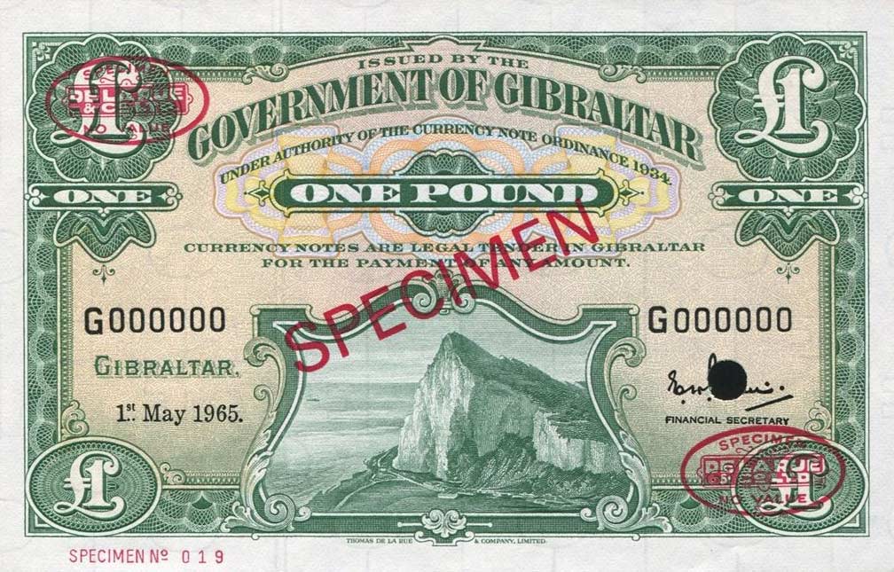 Front of Gibraltar p18s: 1 Pound from 1958