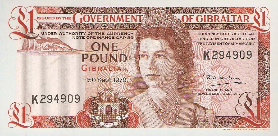Front of Gibraltar p20b: 1 Pound from 1979
