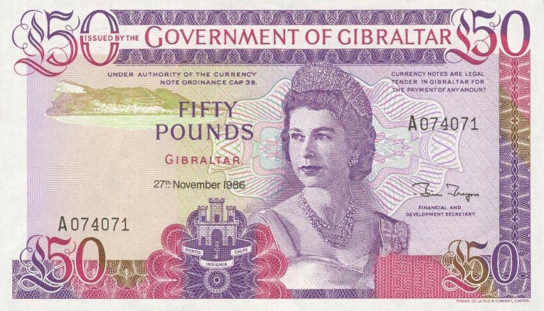 Front of Gibraltar p24: 50 Pounds from 1986