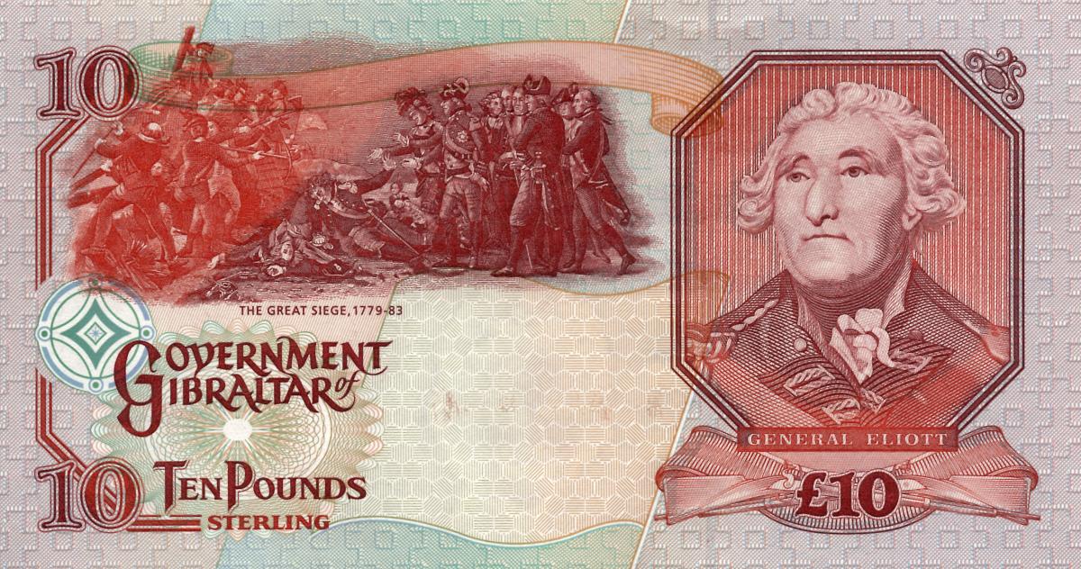 Back of Gibraltar p26a: 10 Pounds from 1995