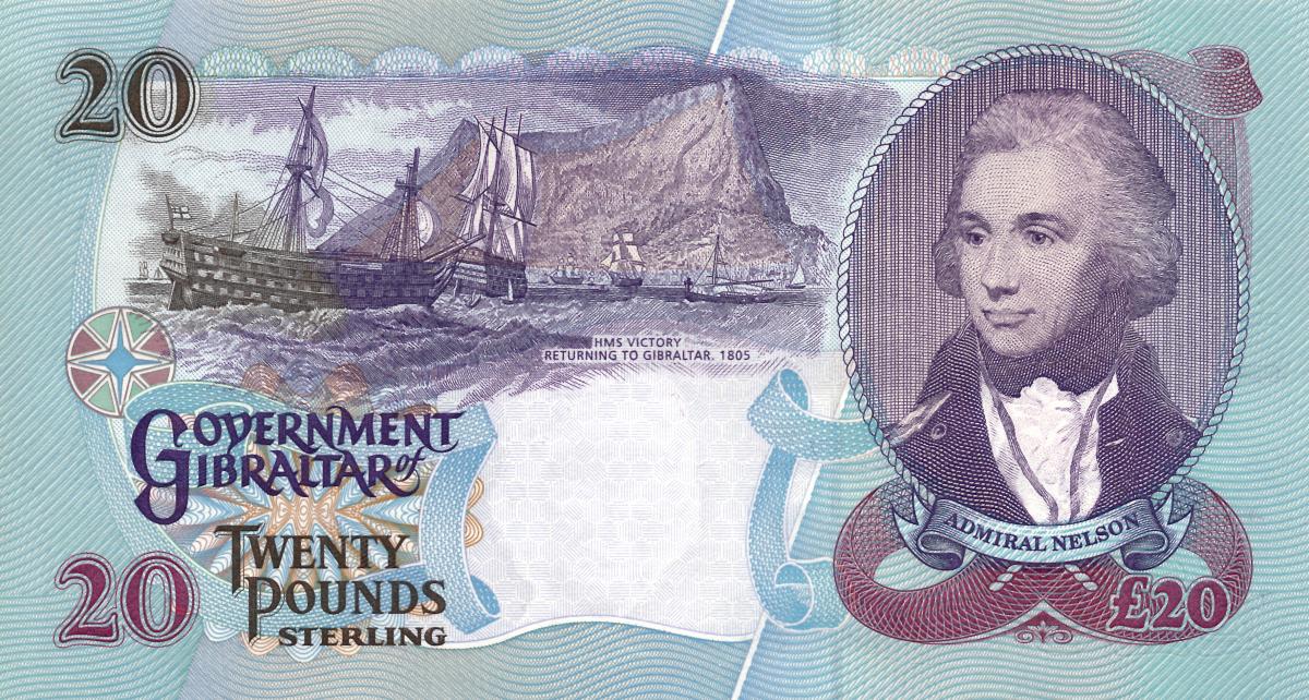 Back of Gibraltar p27a: 20 Pounds from 1995