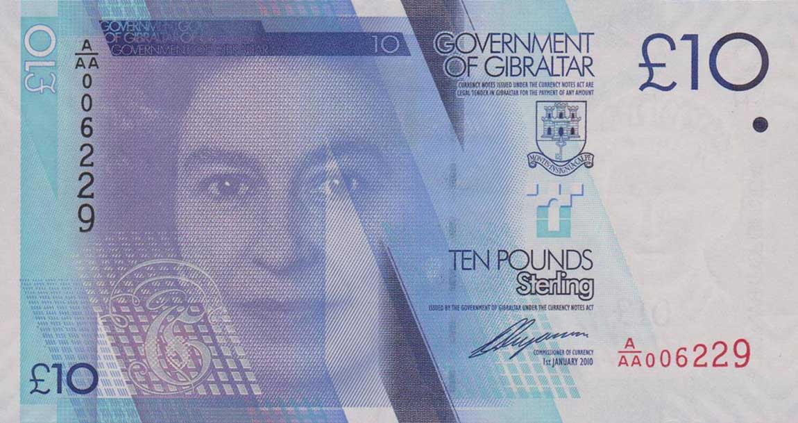 Front of Gibraltar p36: 10 Pounds from 2010