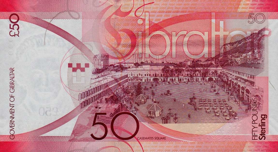 Back of Gibraltar p38a: 50 Pounds from 2010