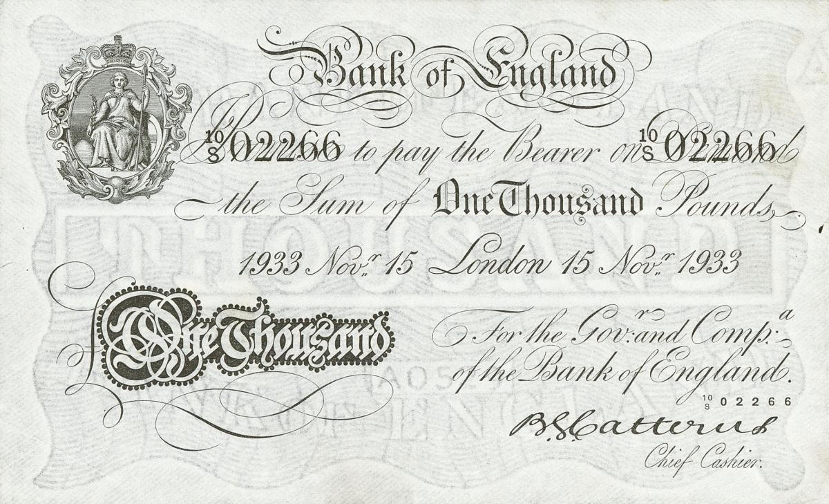 Front of England p334: 1000 Pounds from 1929