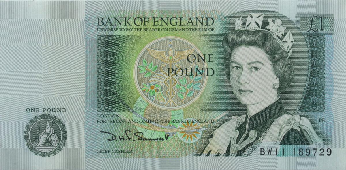 Front of England p377b: 1 Pound from 1981