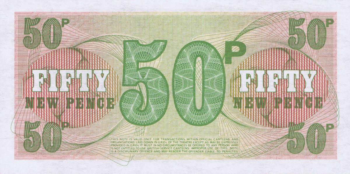 Back of England pM46a: 50 New Pence from 1972