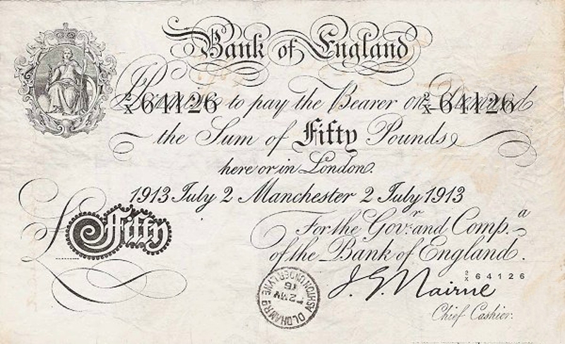 Front of England p307b: 50 Pounds from 1902