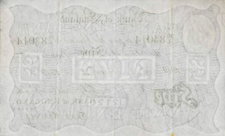 Back of England p312a: 5 Pounds from 1918