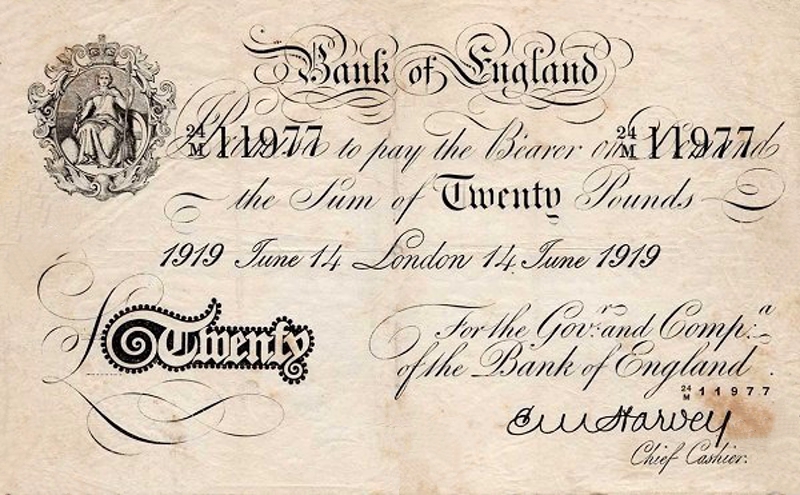 Front of England p314: 20 Pounds from 1918