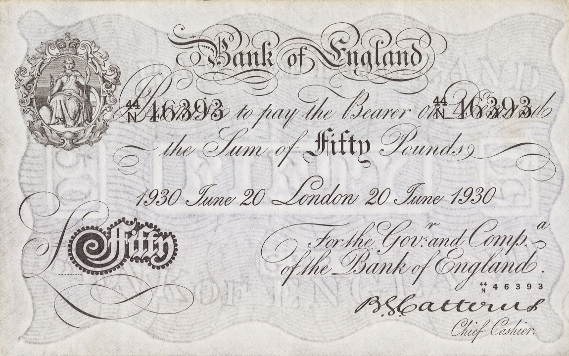Front of England p331: 50 Pounds from 1929