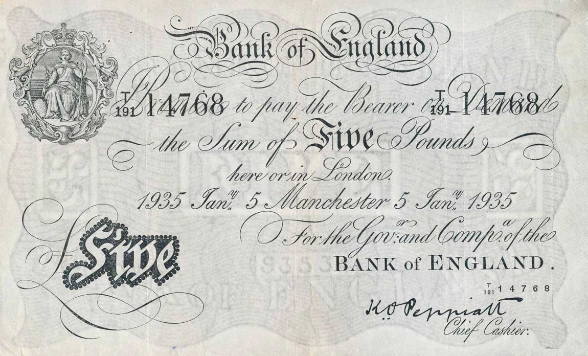 Front of England p335c: 5 Pounds from 1934