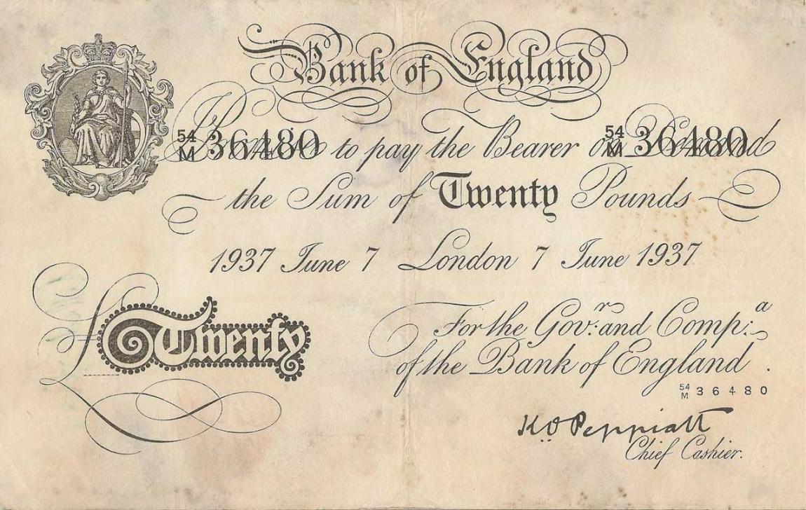 Front of England p337a: 20 Pounds from 1934