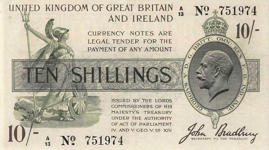 Front of England p350a: 10 Shillings from 1918