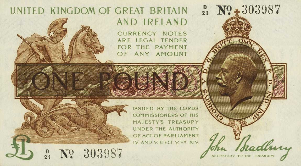 Front of England p351: 1 Pound from 1917